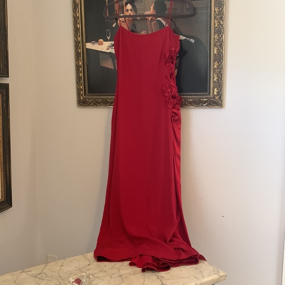 BADGLEY MISCHKA Designer silk red holiday dress S; fits about a size 4 (runs sm) - Picture 7 of 11